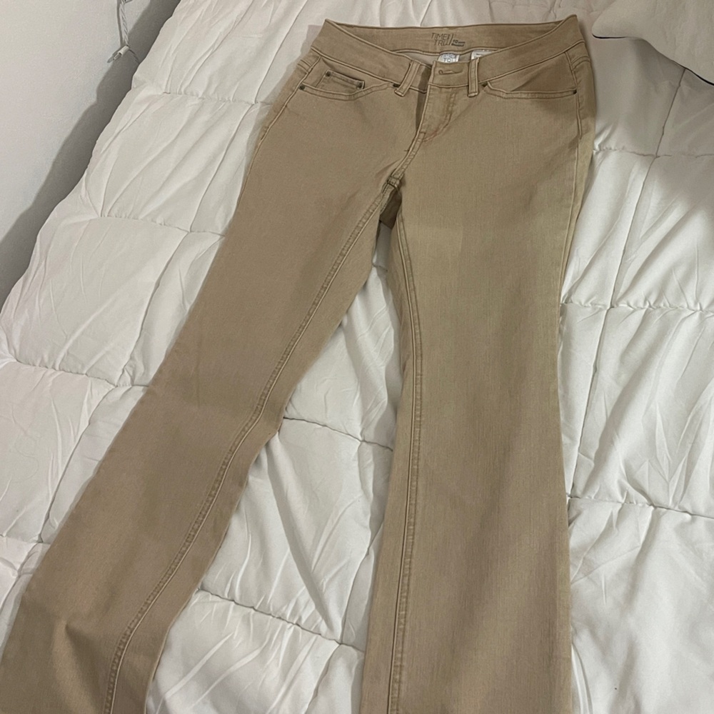 Tan khaki bootcut slim Jeans